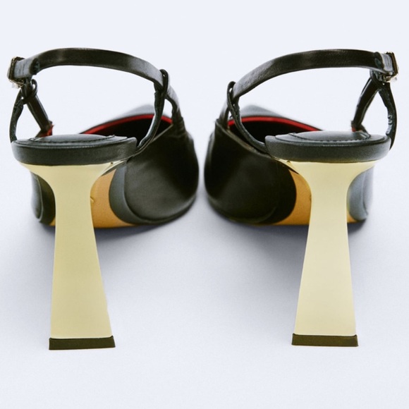 Zara metal heel leather slingback shoes - Picture 4 of 7